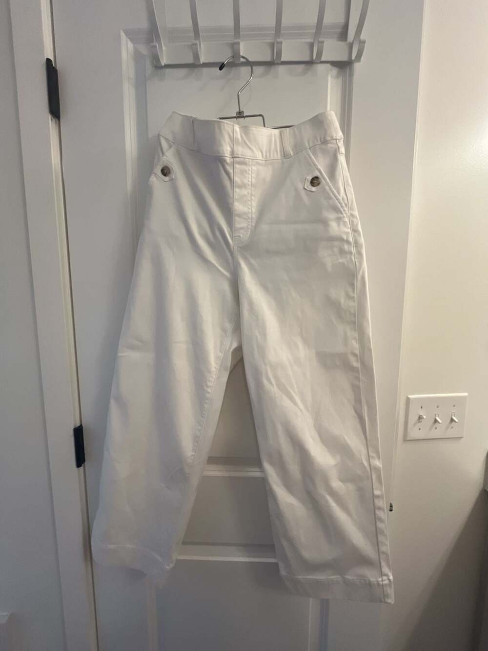 SPANX Stretch Twill Crop Wide-Leg Pants in White